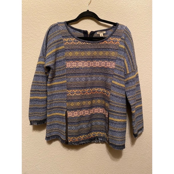 Multicolor Patterned & Embroidered Lucky Brand Long Sleeve Sweater - Picture 3 of 6